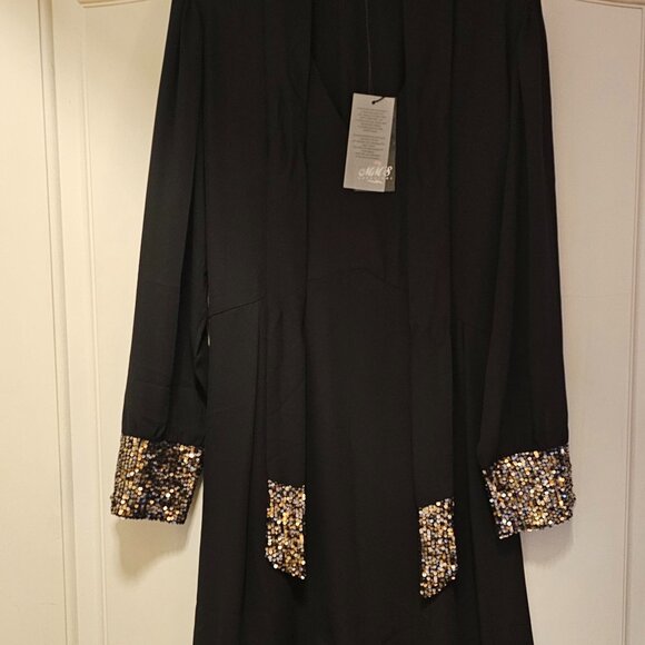 Mim's Creazioni Black Formal/Cocktail Dress with Sequined Cuffs (NWT) - Picture 1 of 5